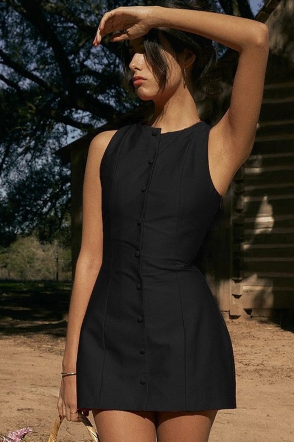 Women's Sleeveless Elegant Button Detail Mini Dress