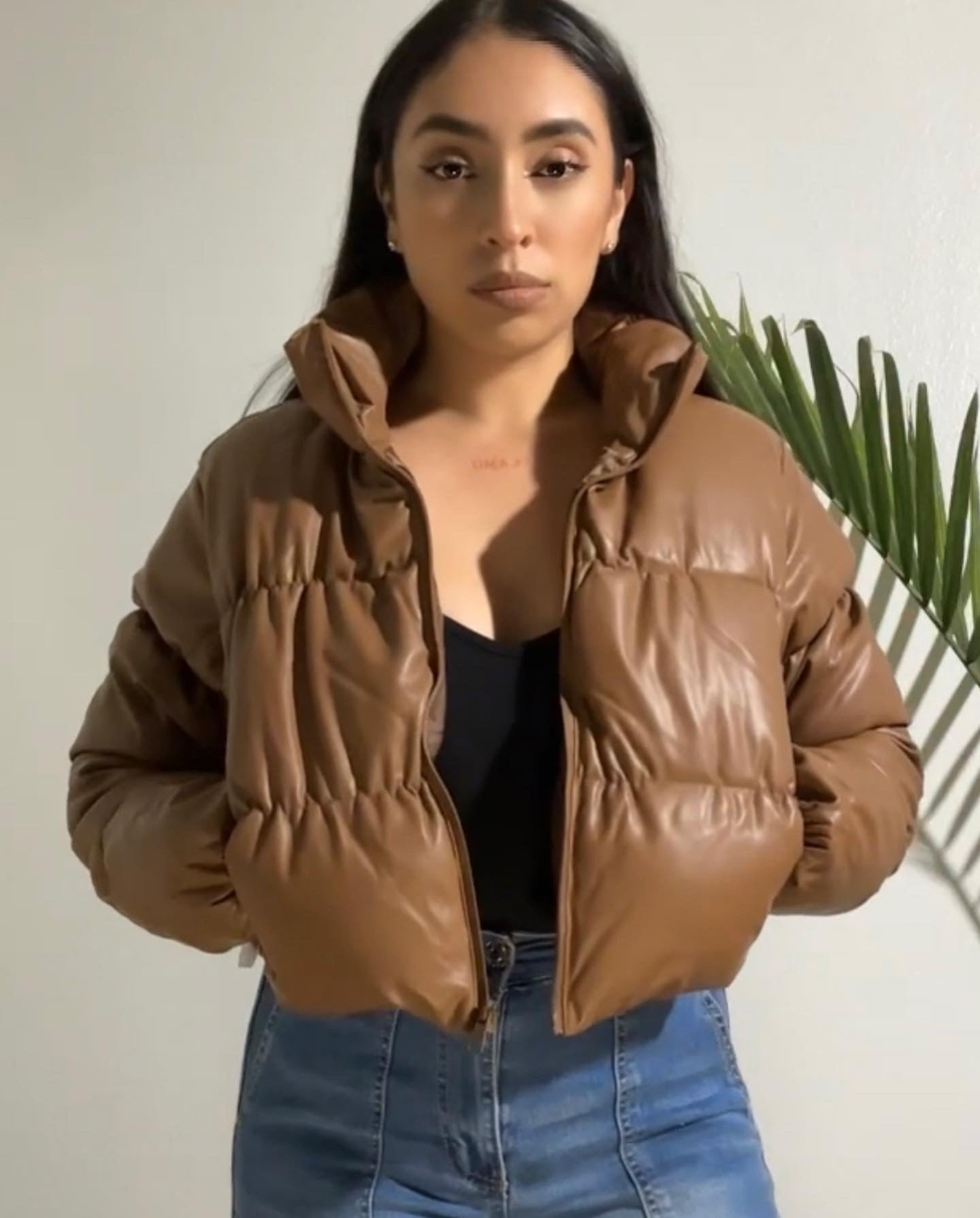 Vegan Leather Puffer Jacket