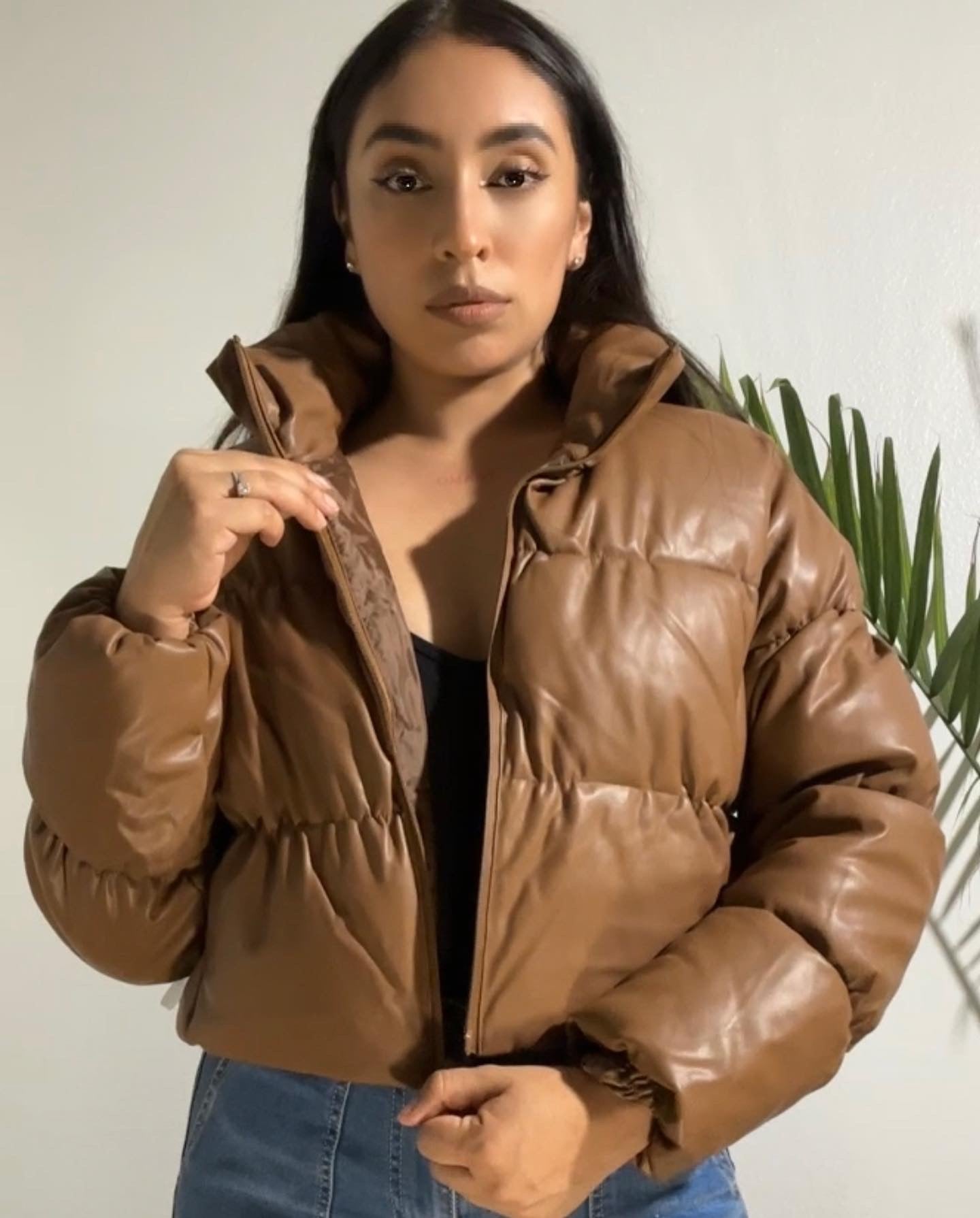 Vegan Leather Puffer Jacket