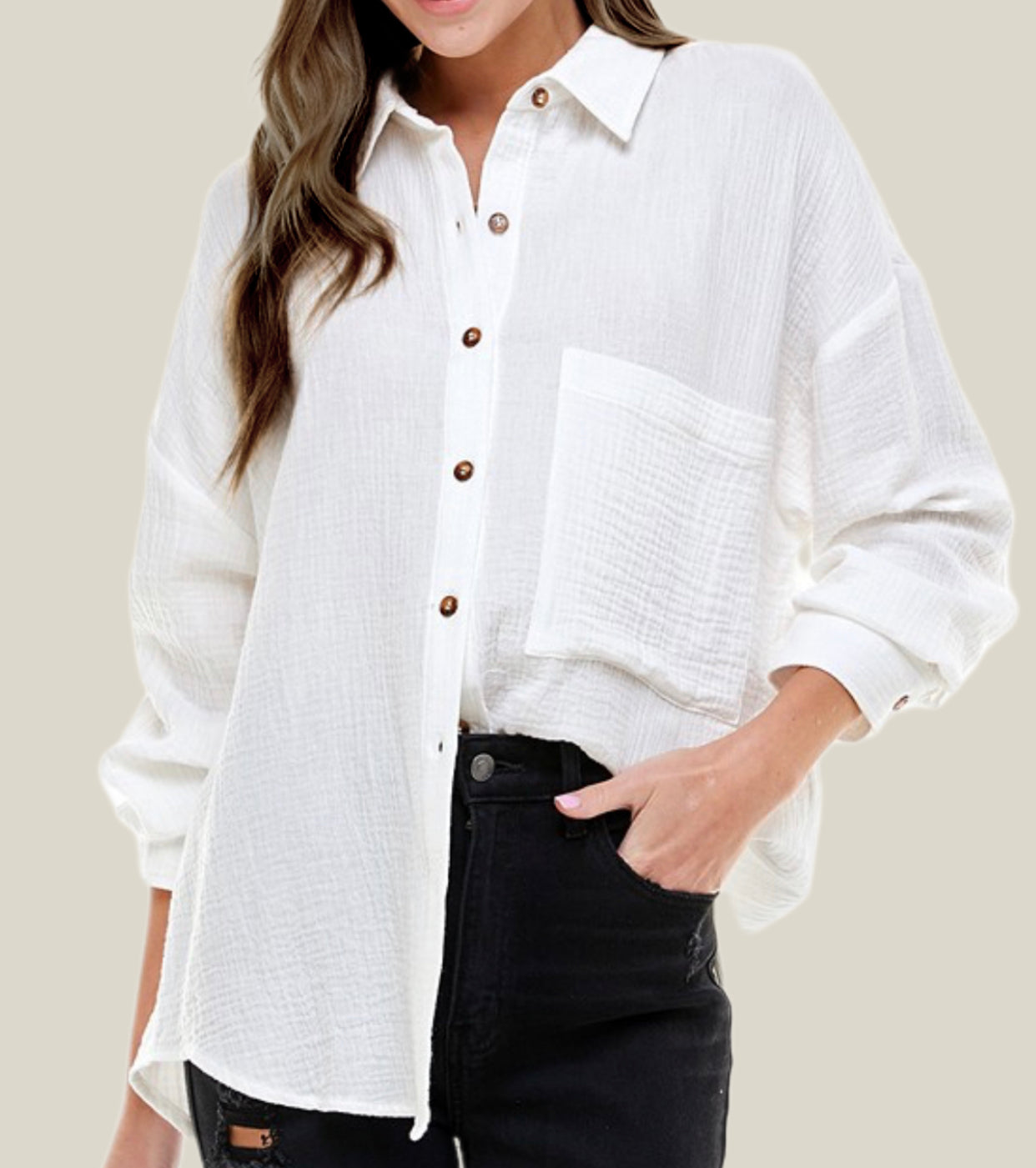 Oversized Cotton Guaze Shirt