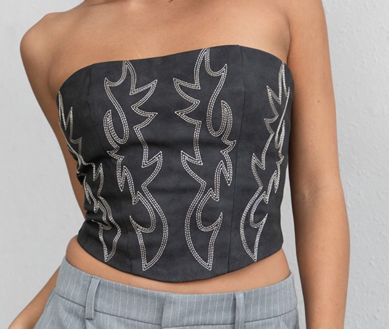 Embroidered Western Corset Top