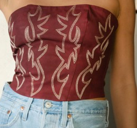 Embroidered Western Corset Top