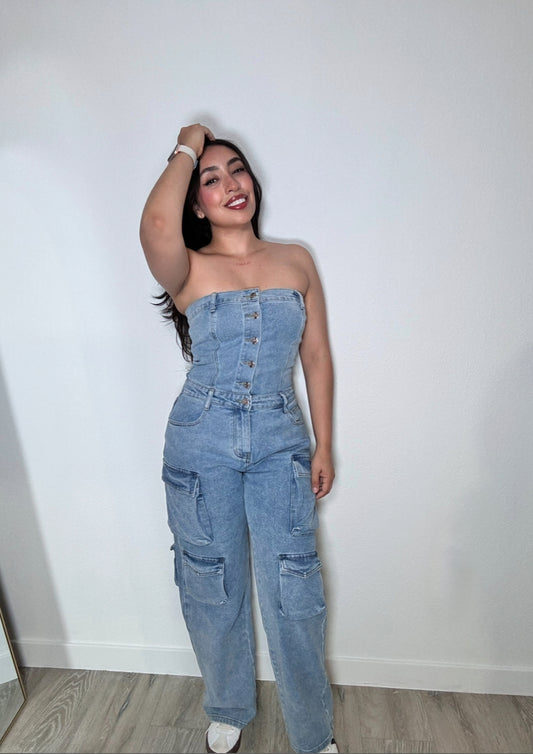 Cargo Denim Jumpsuit