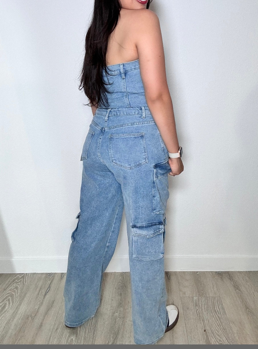 Cargo Denim Jumpsuit