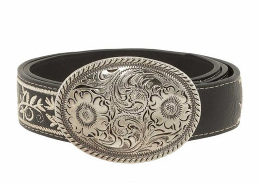 Western Style Metal Buckle Flower Belt