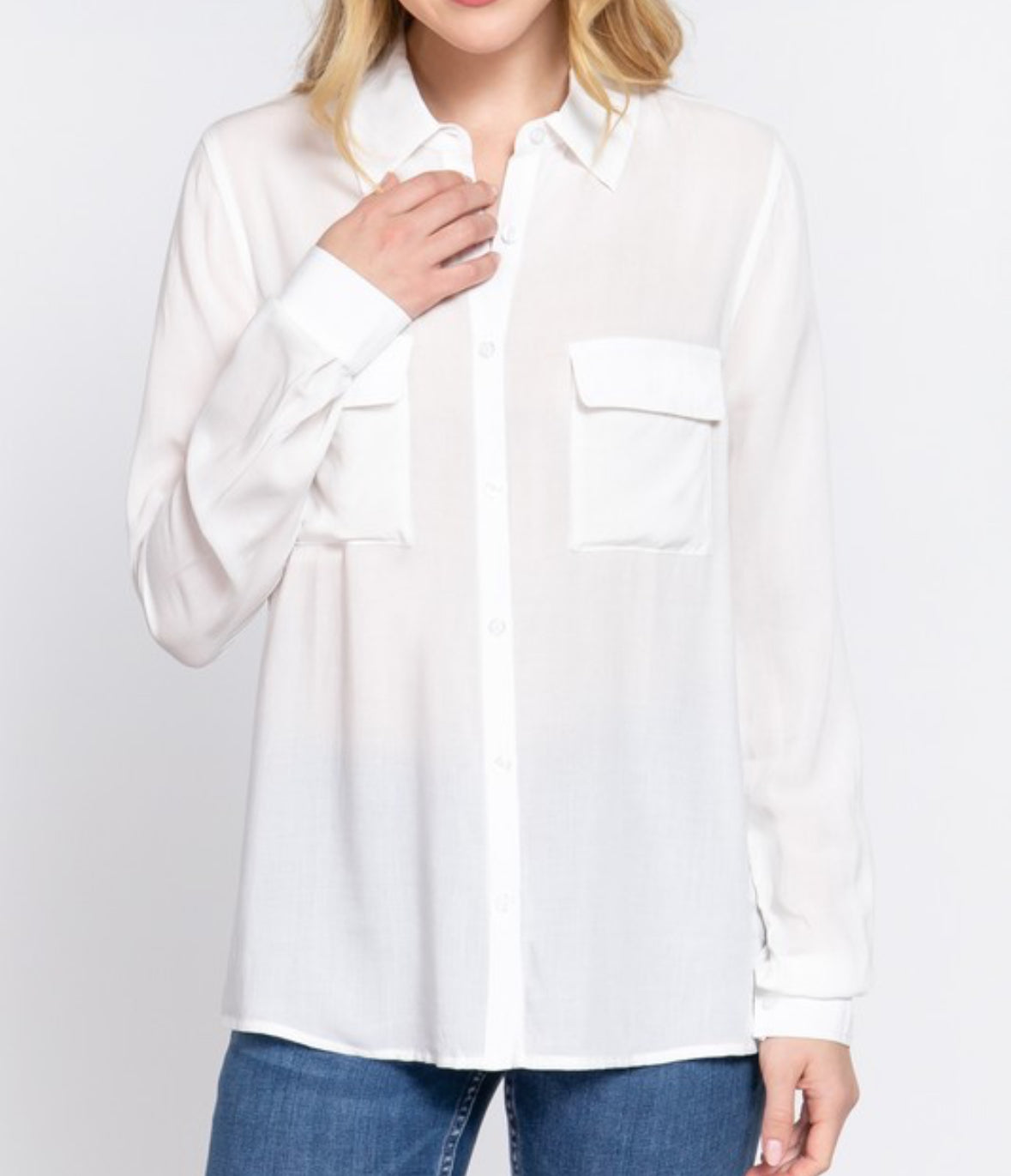 Long Sleeve Front Pocket Woven Shirt