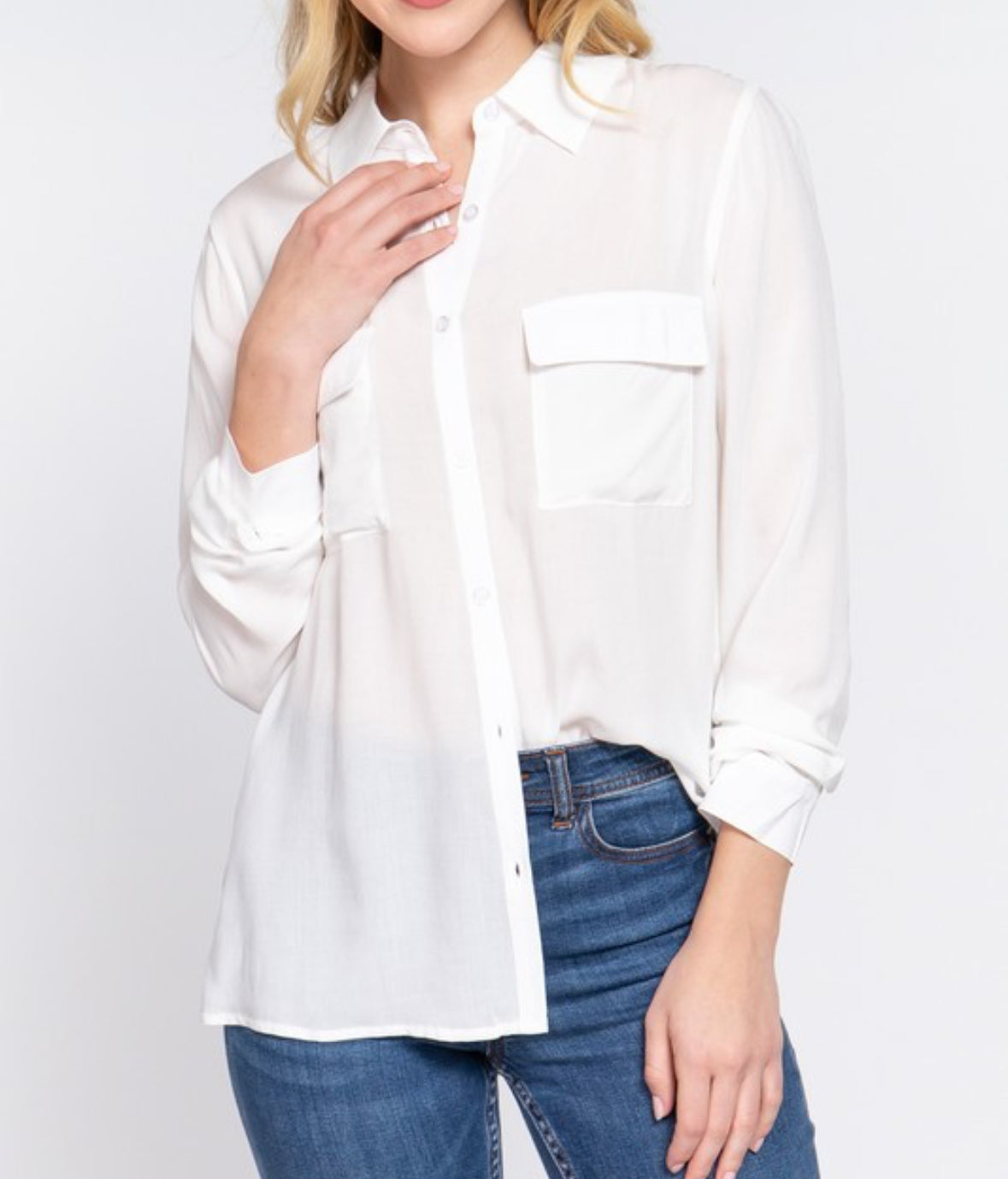 Long Sleeve Front Pocket Woven Shirt