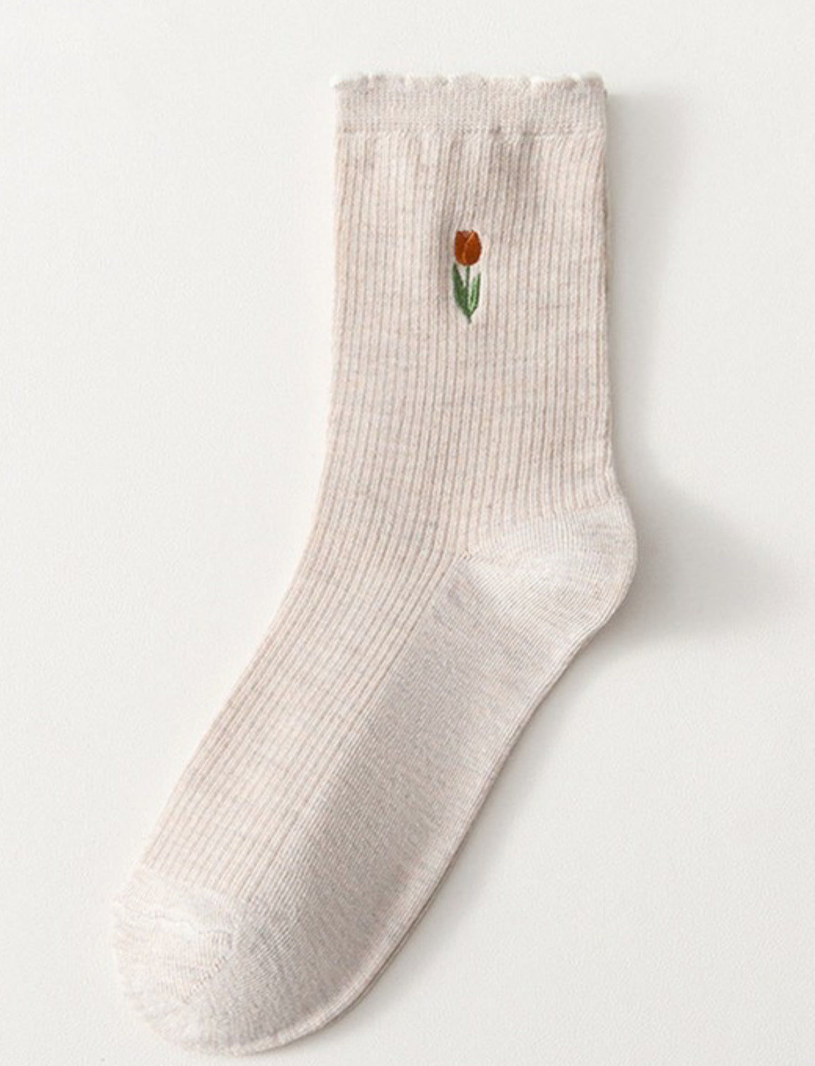 Rose Embroidered Cotton Socks