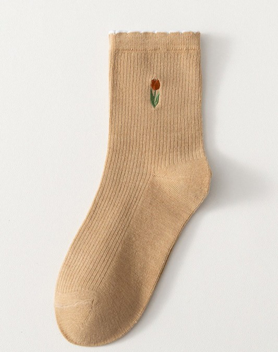 Rose Embroidered Cotton Socks