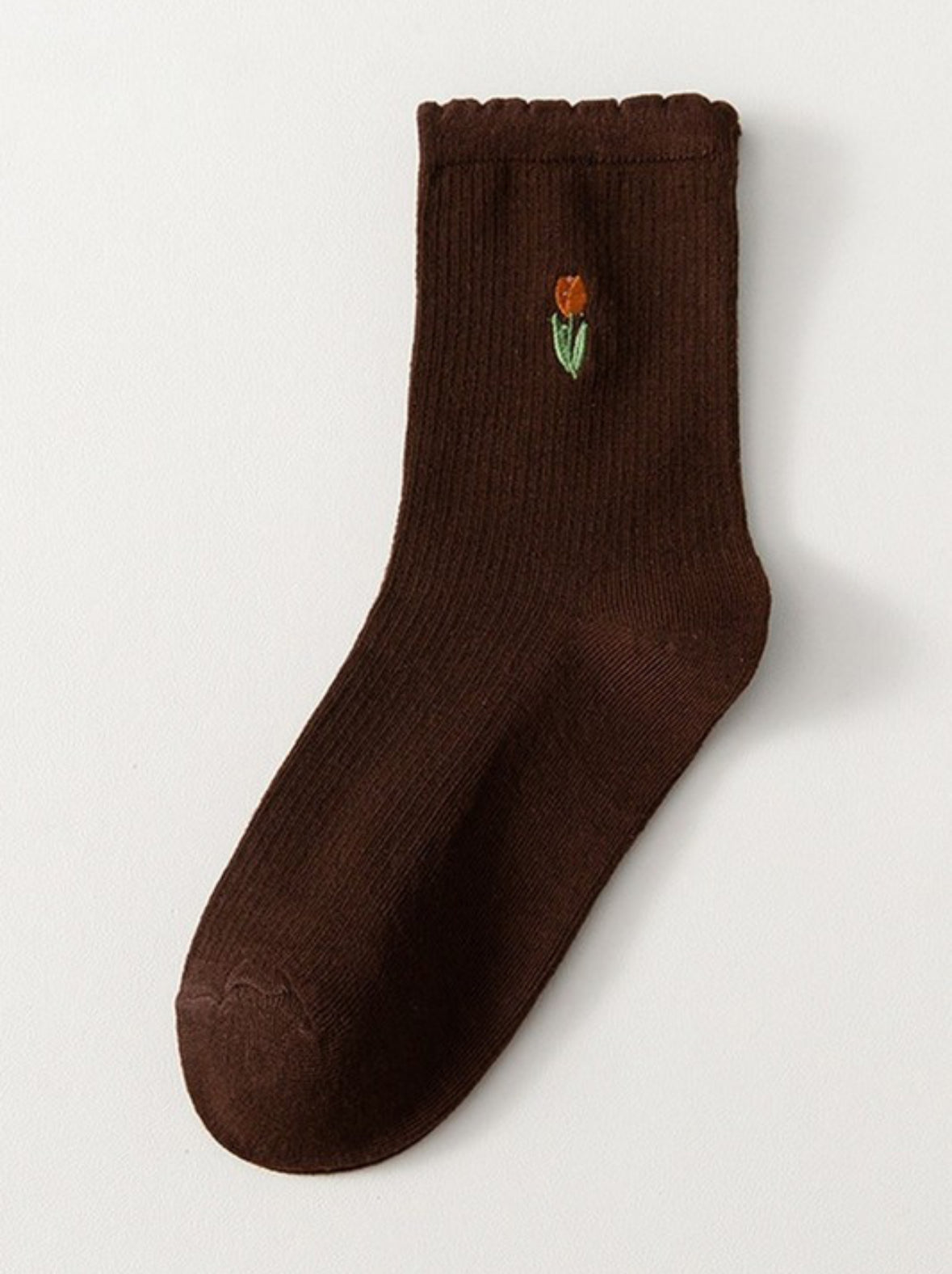 Rose Embroidered Cotton Socks