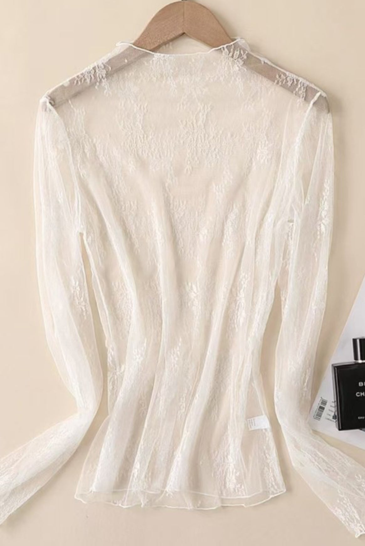 LACE MESH SHEER TOP