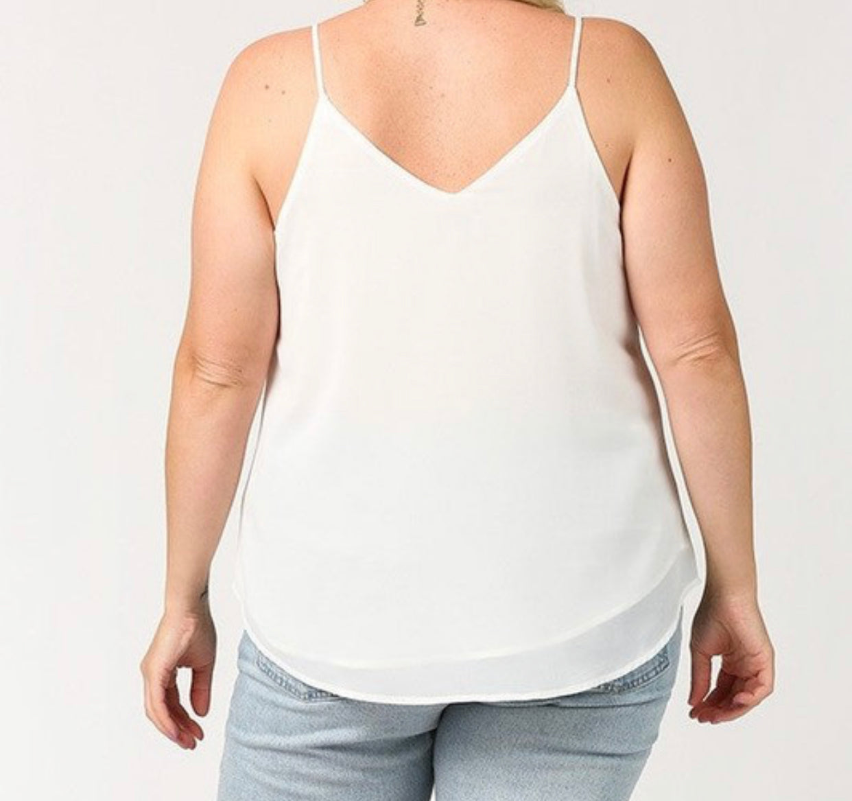 Plus White V Neckline Top