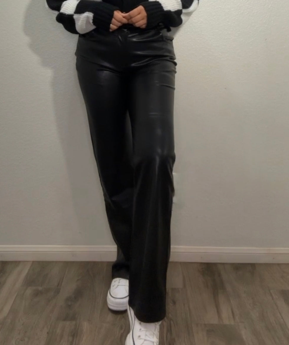 Straight Leg Faux Leather Pants