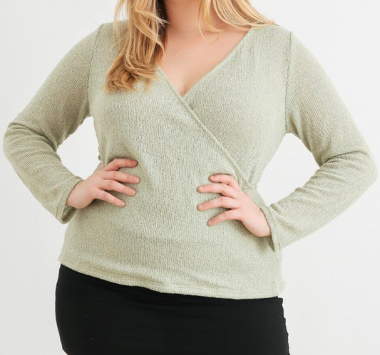 Plus Size Knit Long Sleeve Top