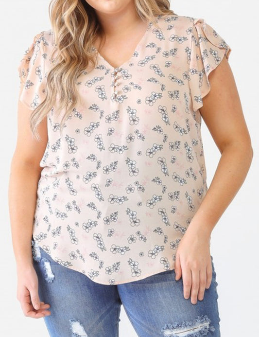 Plus Size Floral V-Neck Top